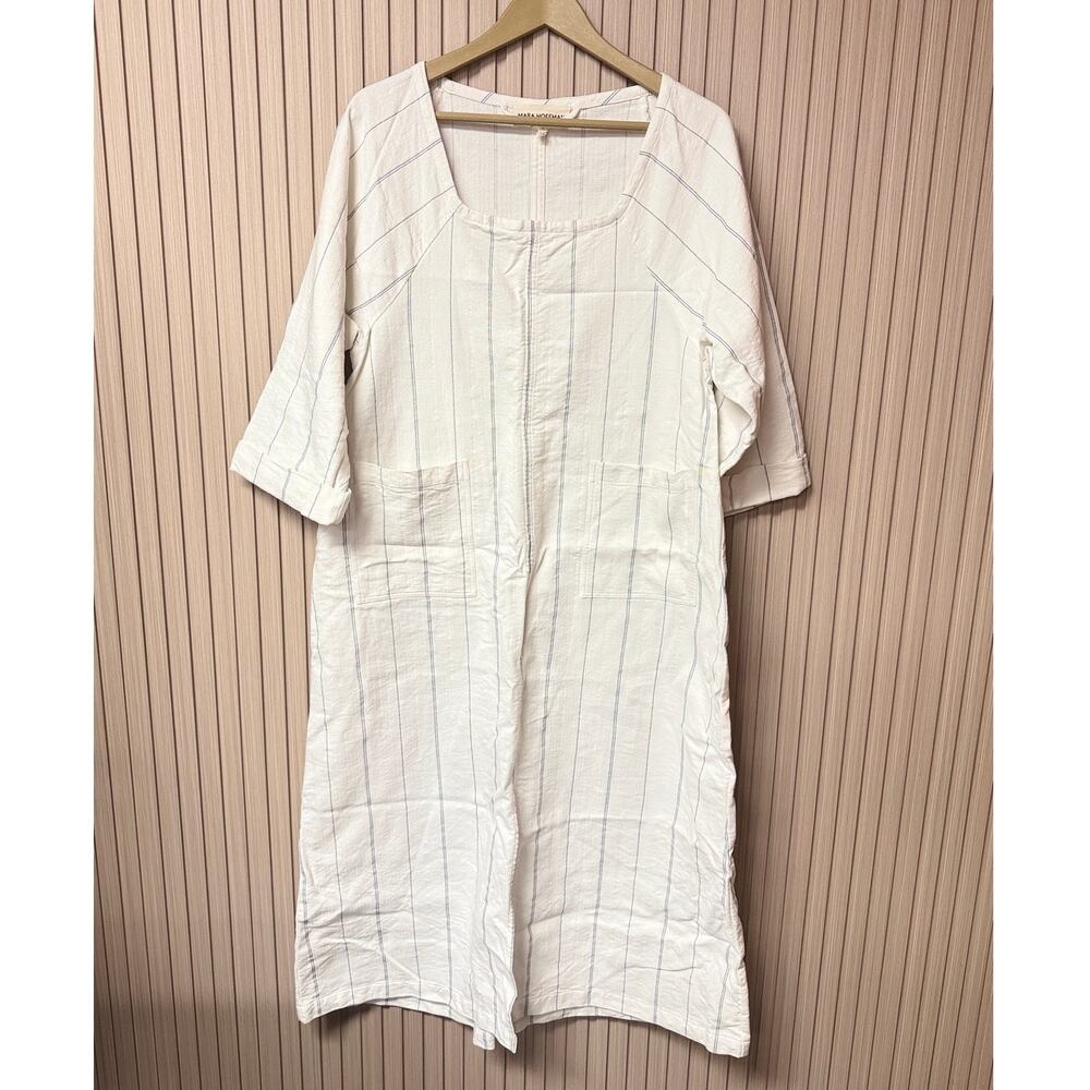 Mara Hoffman Shay Belted Maxi Dress White Blue Size S
